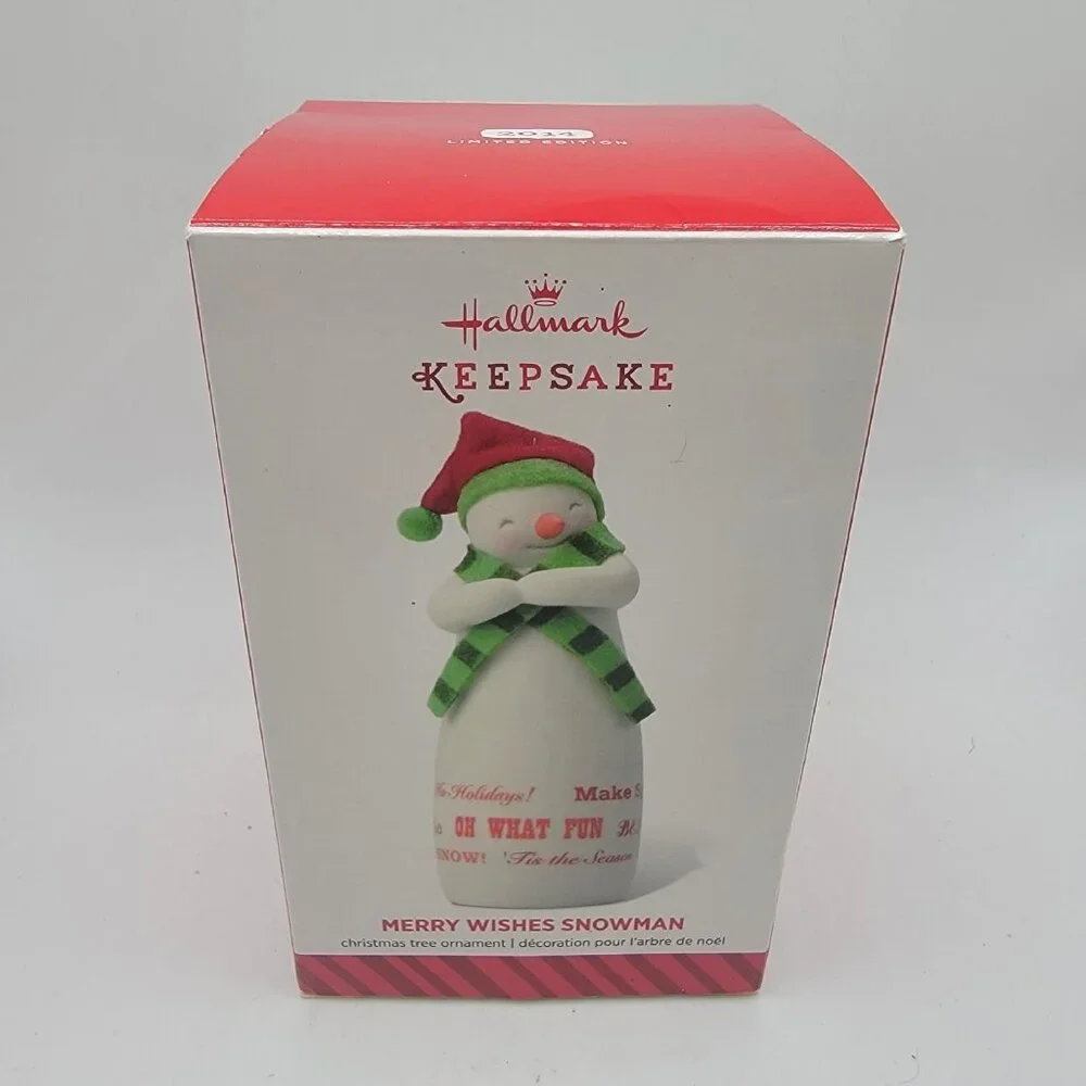 Merry Wishes Snowman Hallmark Keepsake Ornament 2014 Christmas. ‎ New In Box.
