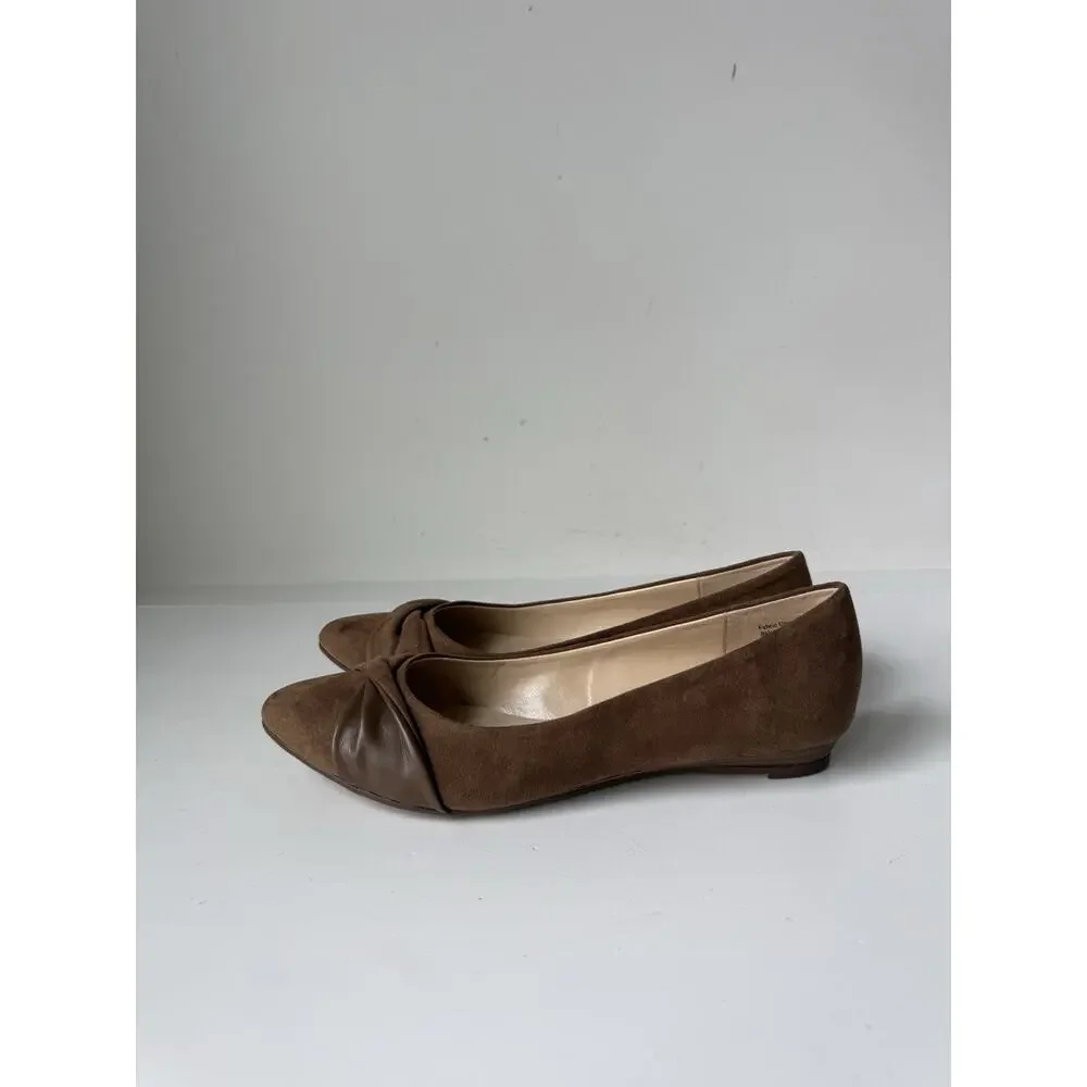 Coach & Four Ballet Flats Womens 8 Beige Bow Pointed Toe Slip On Casual Comfort