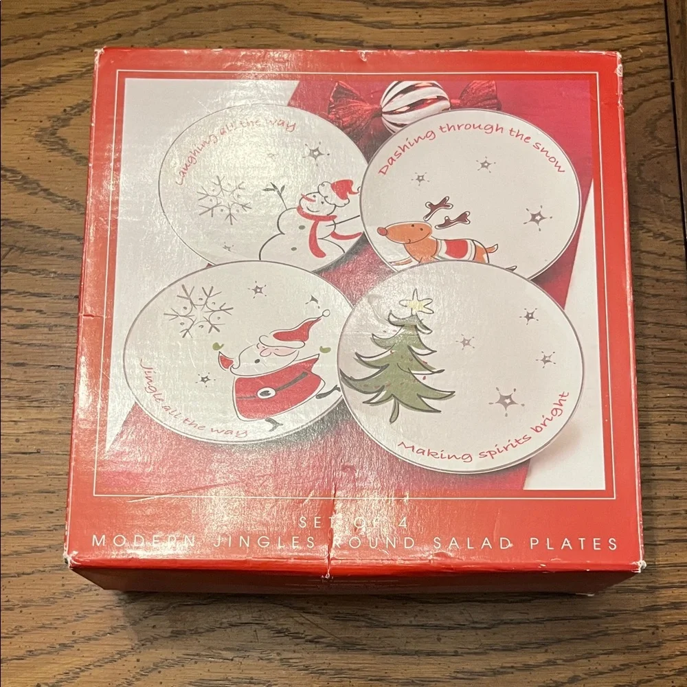 North Pole Trading‎ Co Modern Jingles Round Salad Plates - Set of 4