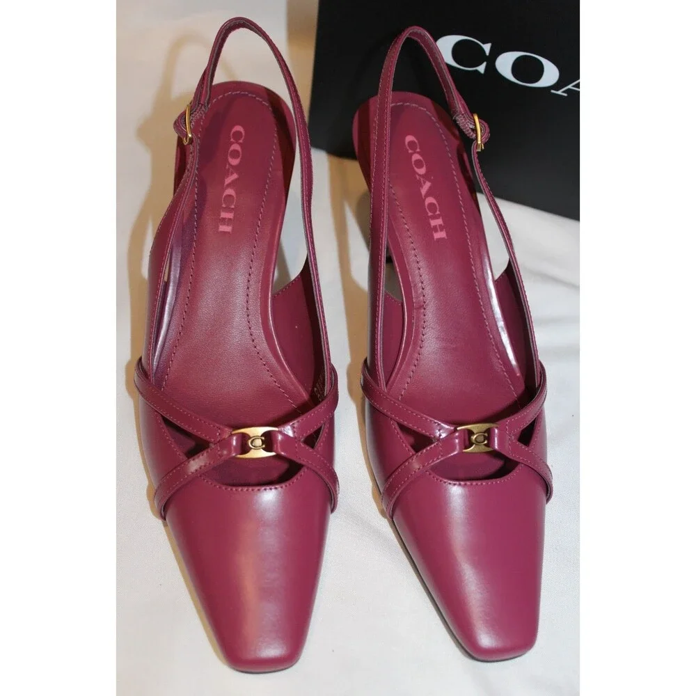 Coach Women’s‎ Rowyn Leather Slingback Heeled Sandals Pink