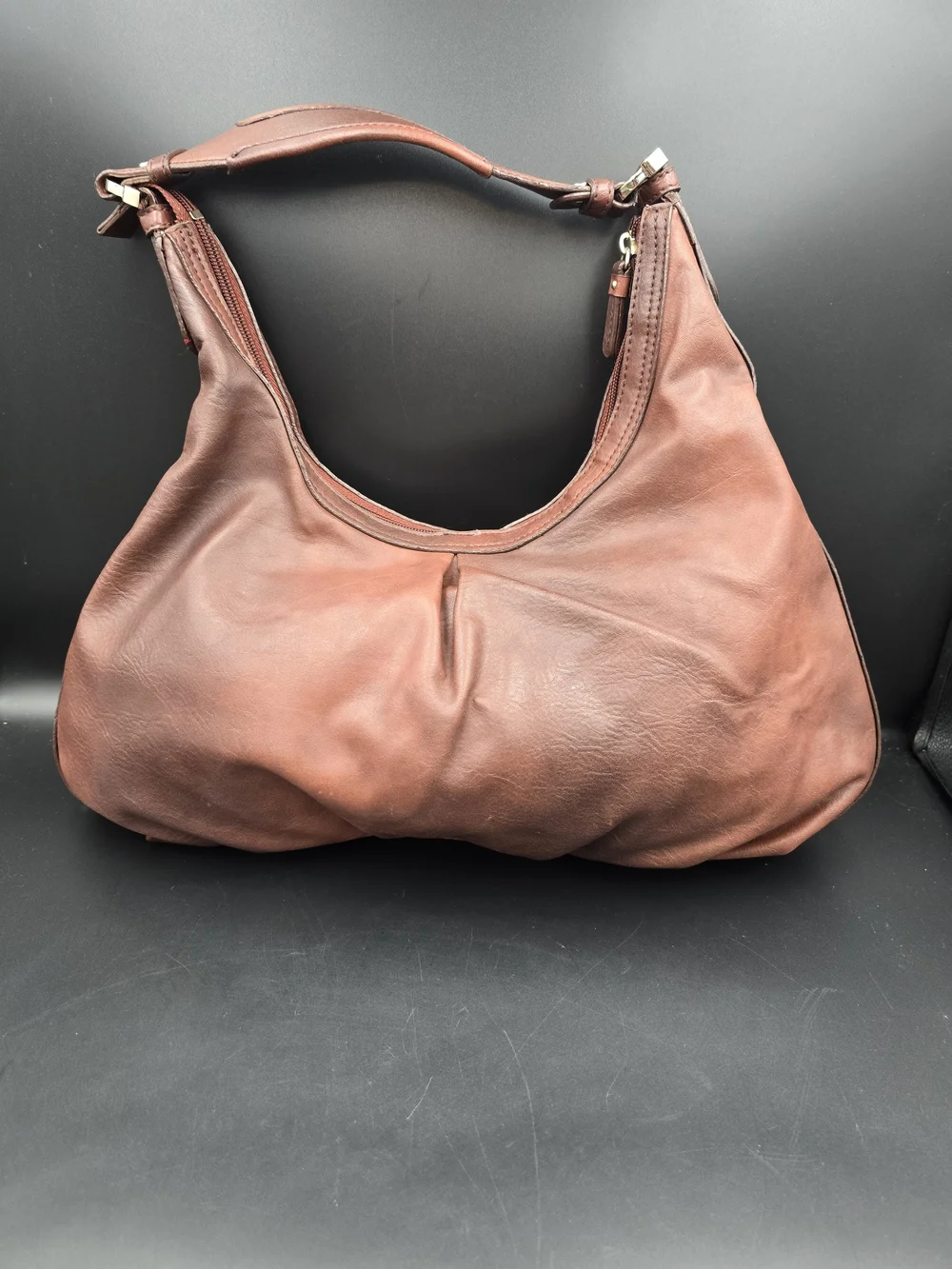 Liz Claiborne Chestnut Brown Leather Hobo Bag