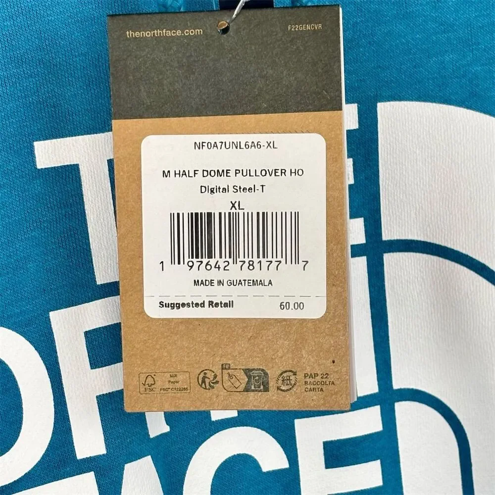 The North Face Men's XL Teal Blue Half Dome Pullover Hoodie Pocket Casual- NWT
