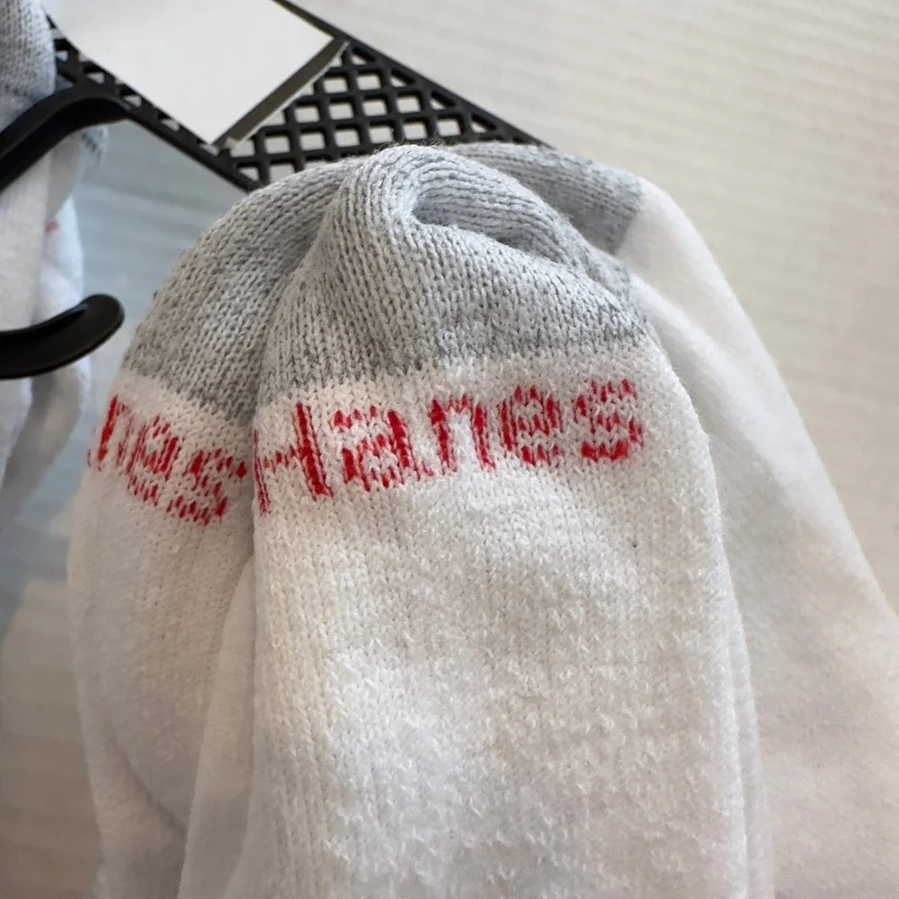 Hanes Mens White Grey Crew Socks Athletic Comfort 10 Pair Pack Size 6-12 86UP13