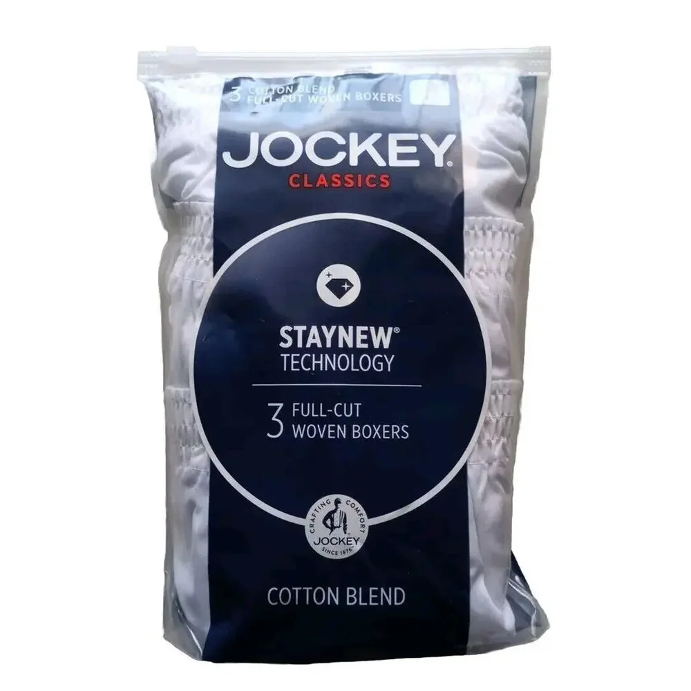 Jockey Classics Fit Full Cut Boxers‎ 3 Pack Men S 28-30 White