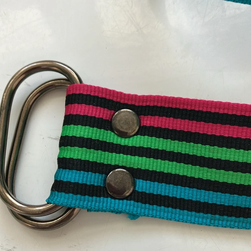 Colorful Striped slide belt size 8 black pink green blue