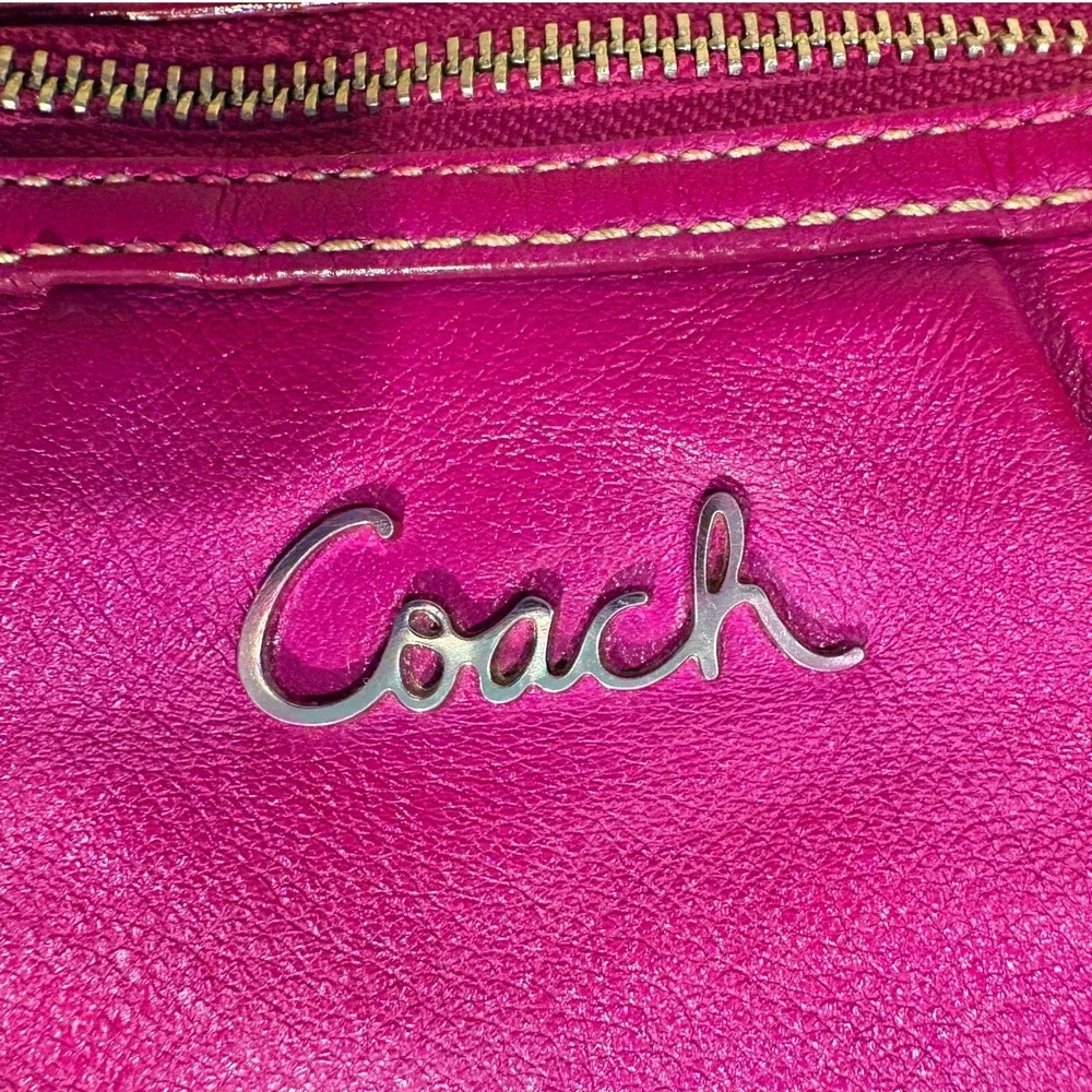 Coach Magenta Pink Leather Hobo Shoulder Bag Silver Hardware 27741