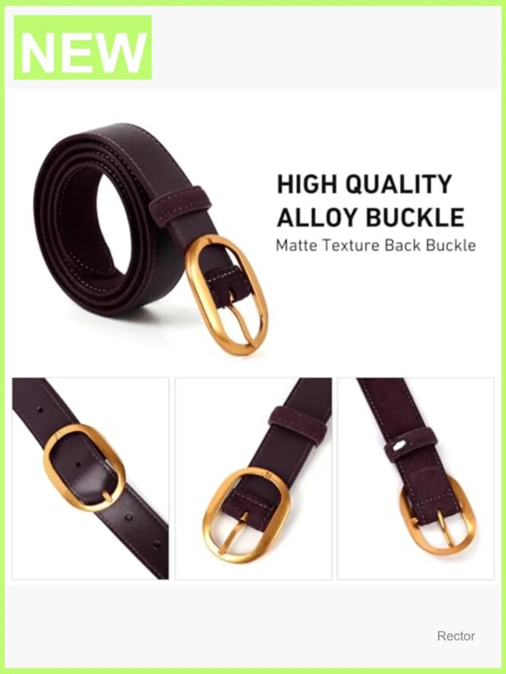 Suede Leather Waist Belt with Gold Buckle for Dresses Jeans