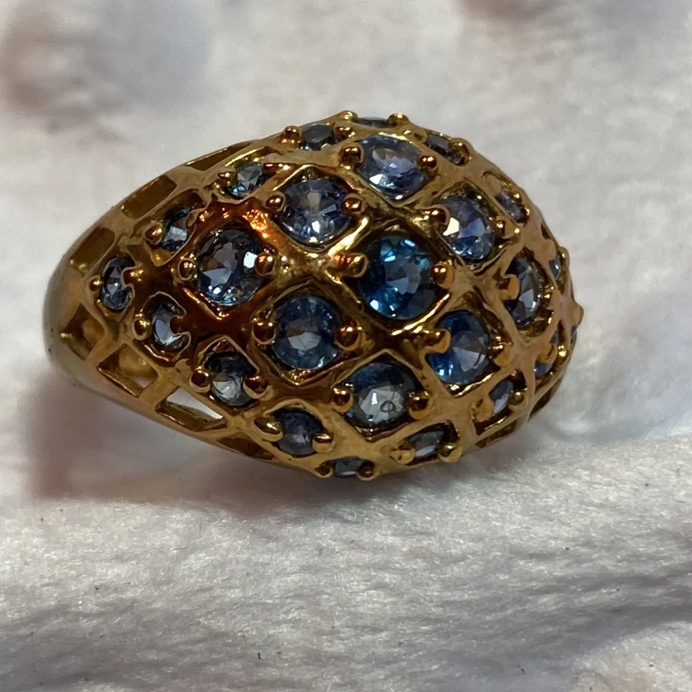 18 Karat Gold Plated Sterling Silver with Sapphires Technibond Ring