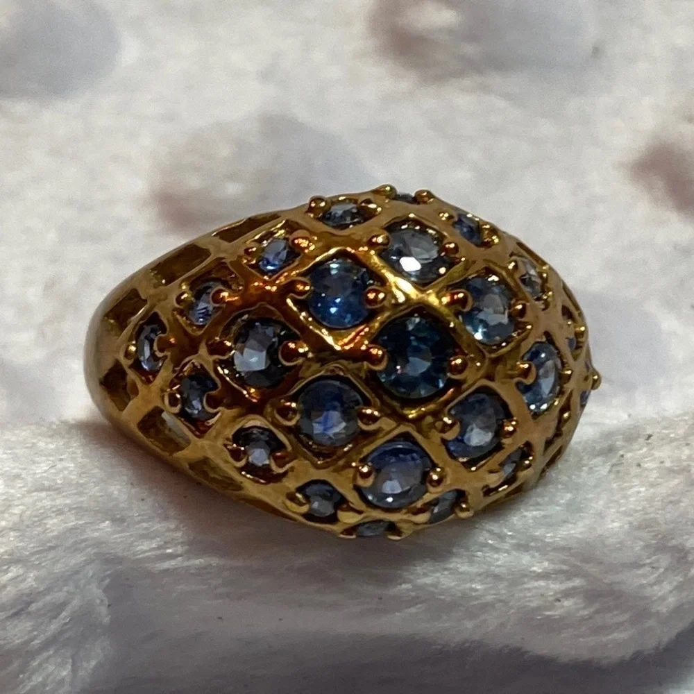 18 Karat Gold Plated Sterling Silver with Sapphires Technibond Ring