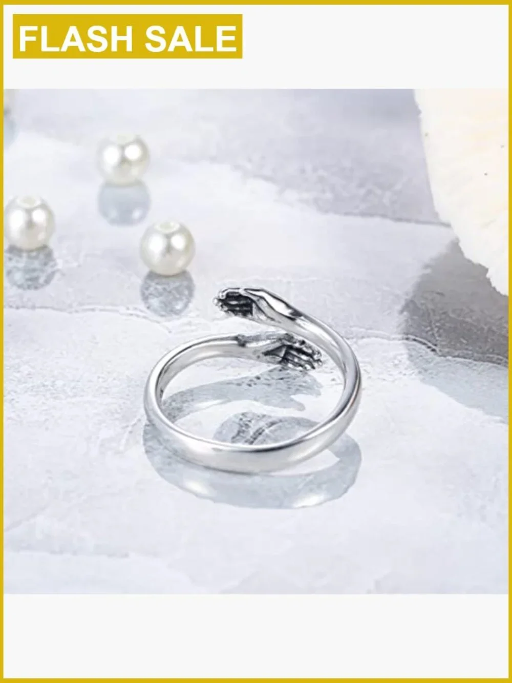 Adjustable Sterling Silver Hug Ring Women Hope Hands Friendship Jewelry Gift