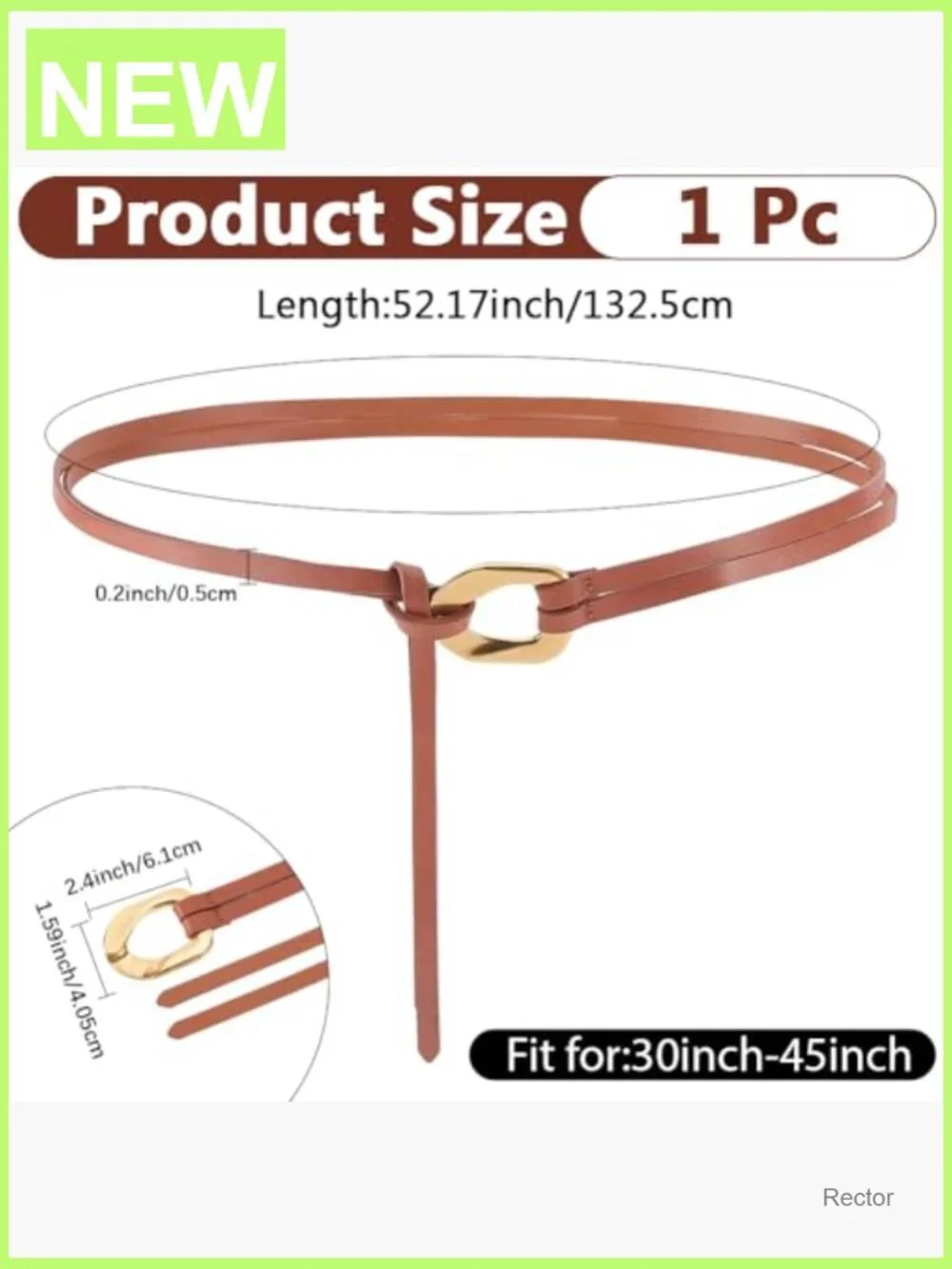Genuine Leather Double Strap Tie Belt Adjustable Cowhide Skinny Waistband with