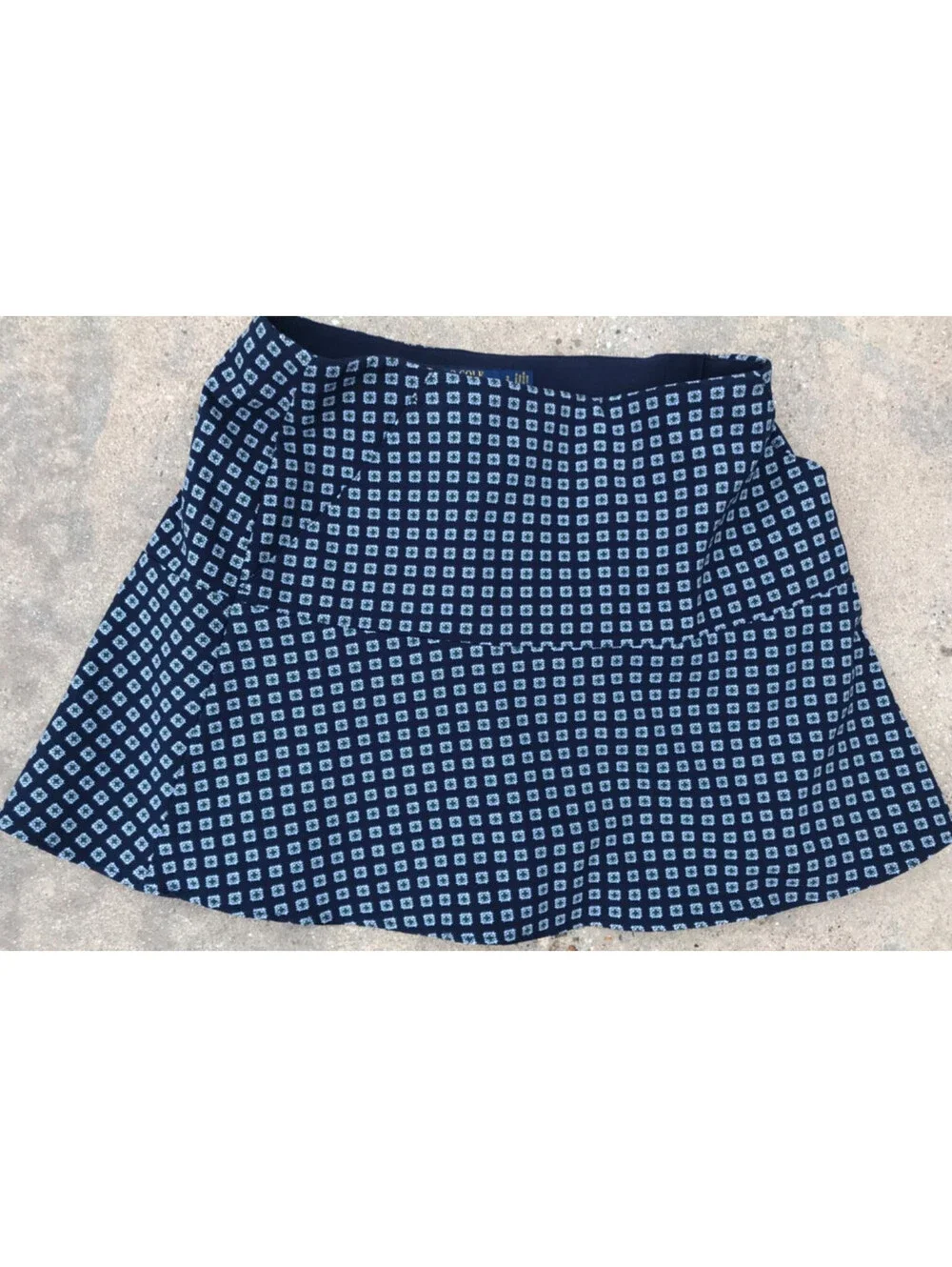 Polo Ralph Lauren Girls Size 2 Flare Skirt Estate Skort Blue Diamond Pattern