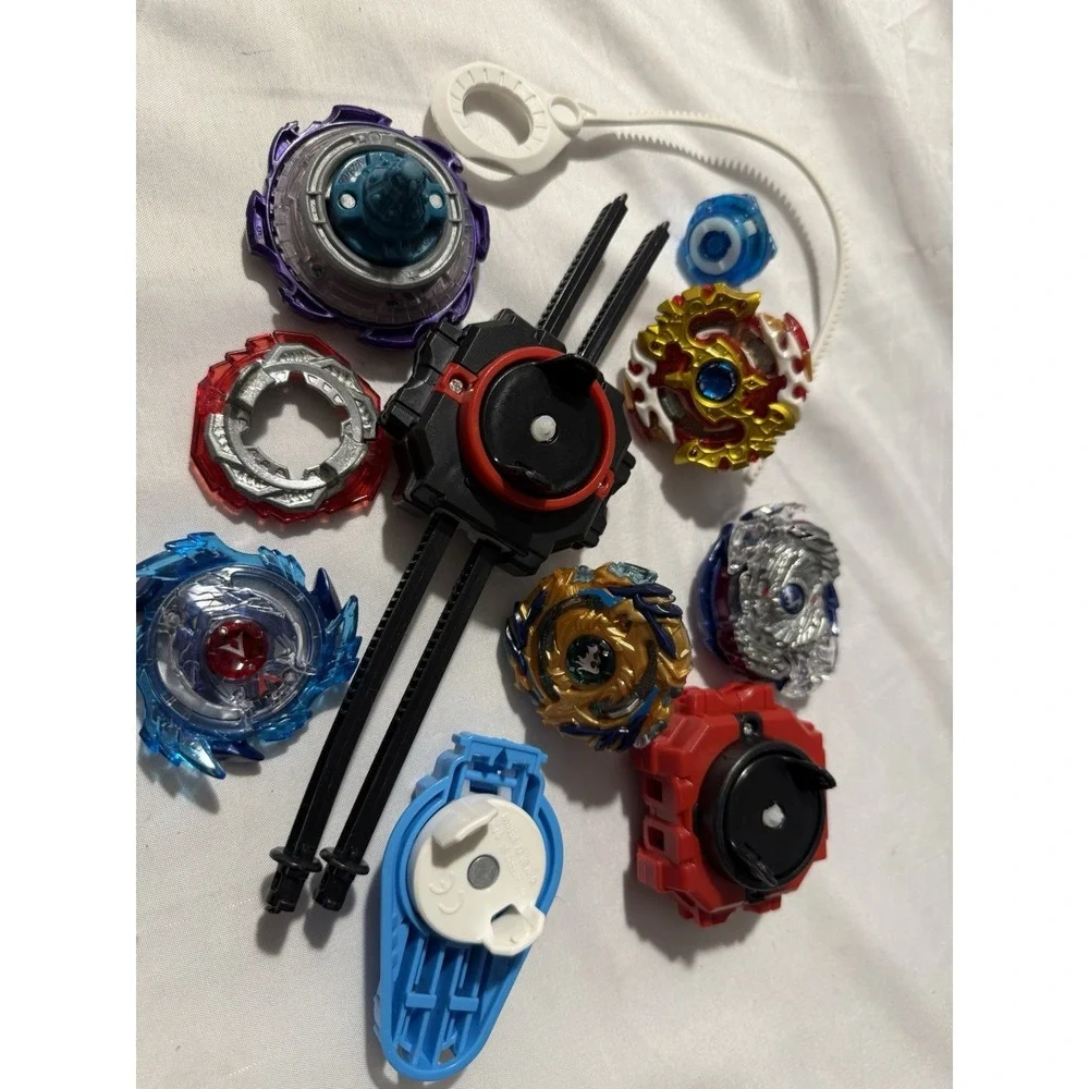 Beyblade Burst Mixed Lot 5 Tops 2 Launchers Ripcords Parts Untested