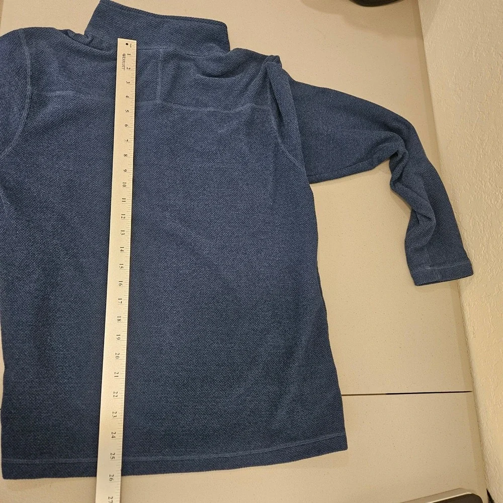 The North Face Mens 1/4 Zip L Blue Textured Knit Sweater Lightweight‎ Outdoor