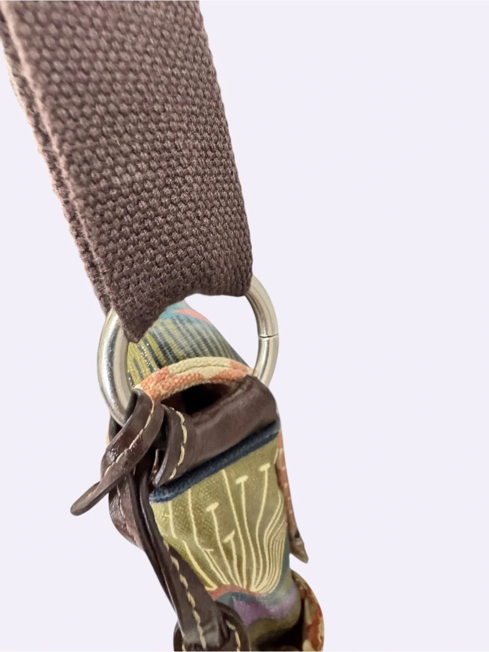 Fossil Floral Coated Canvas Messenger Bag Boho Retro Print Shoulder Purse