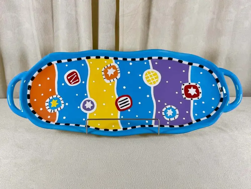 Bella Casa by Ganz Temptations Collection Colorful Abstract Serving Bread Tray