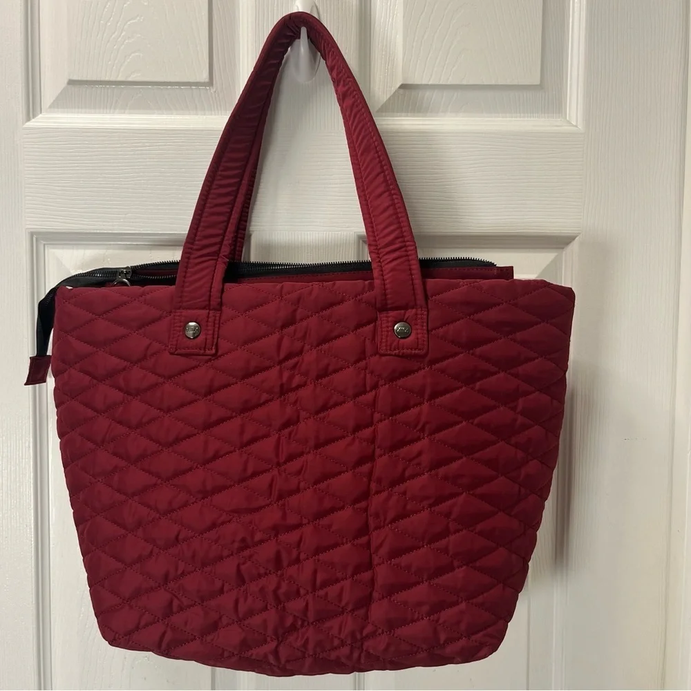 Girlfriend Gear XIIX   Quilted Red Burgundy Tote Shoulder Bag New Zipper