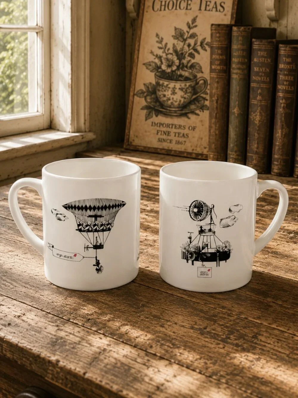 2 Rare Vintage Dudson Limited Edition Virgin Atlantic Mugs by Robert Welch
