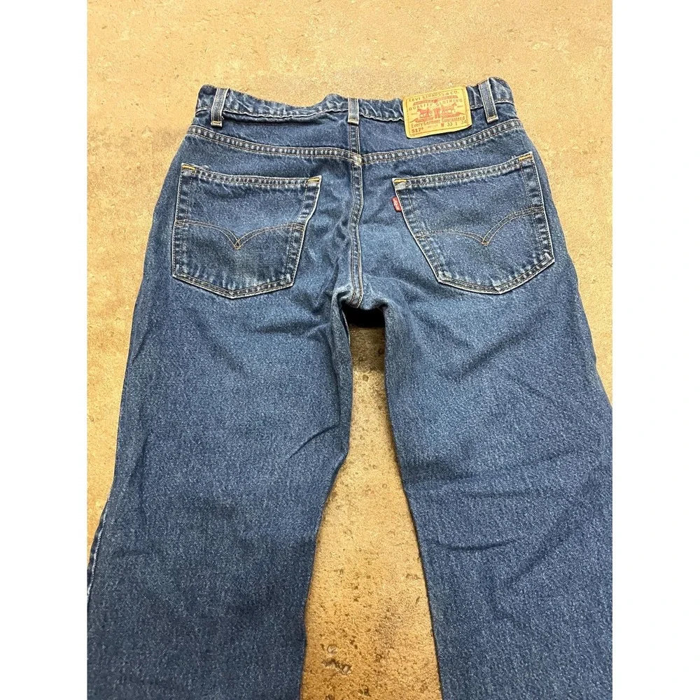 Vintage Levi's 517 Bootcut Jeans Mens 33x34 Blue Denim Distressed Cotton Raw Hem