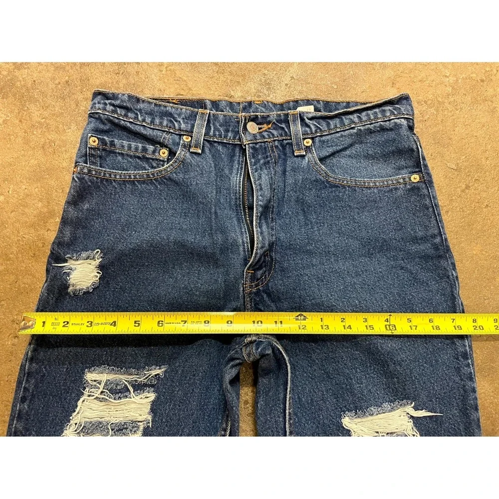 Vintage Levi's 517 Bootcut Jeans Mens 33x34 Blue Denim Distressed Cotton Raw Hem