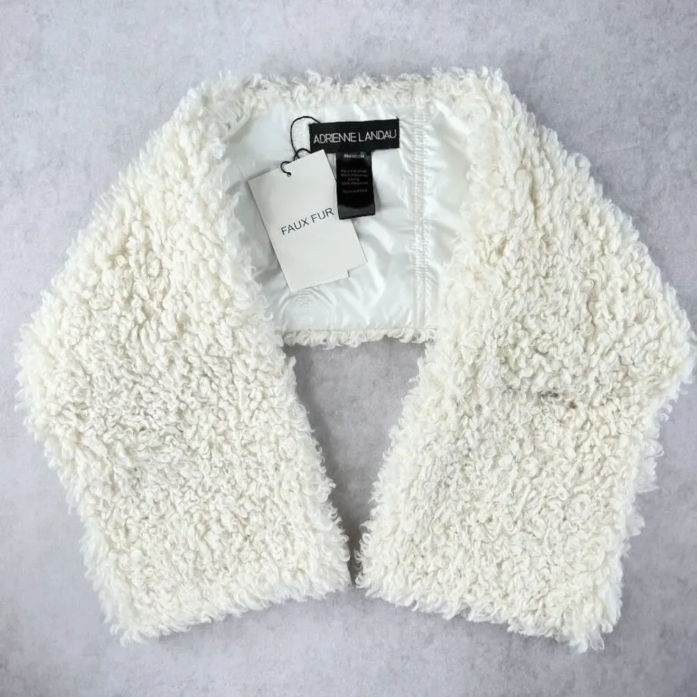 Adrienne Landau Pull Through Scarf Ivory Faux Sheepskin Plush Cozy 38