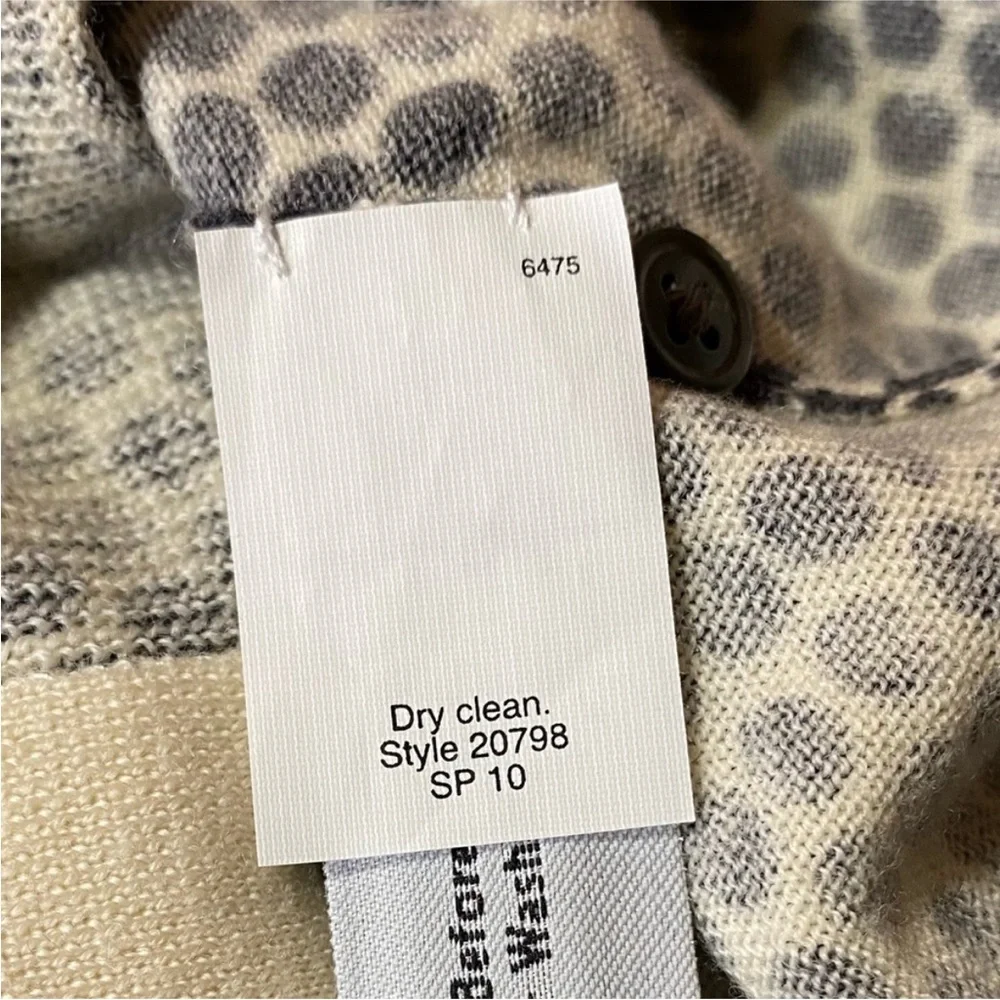 J. Crew Gray and White Polka Dot Merino Wool Cardigan‎ Sweater