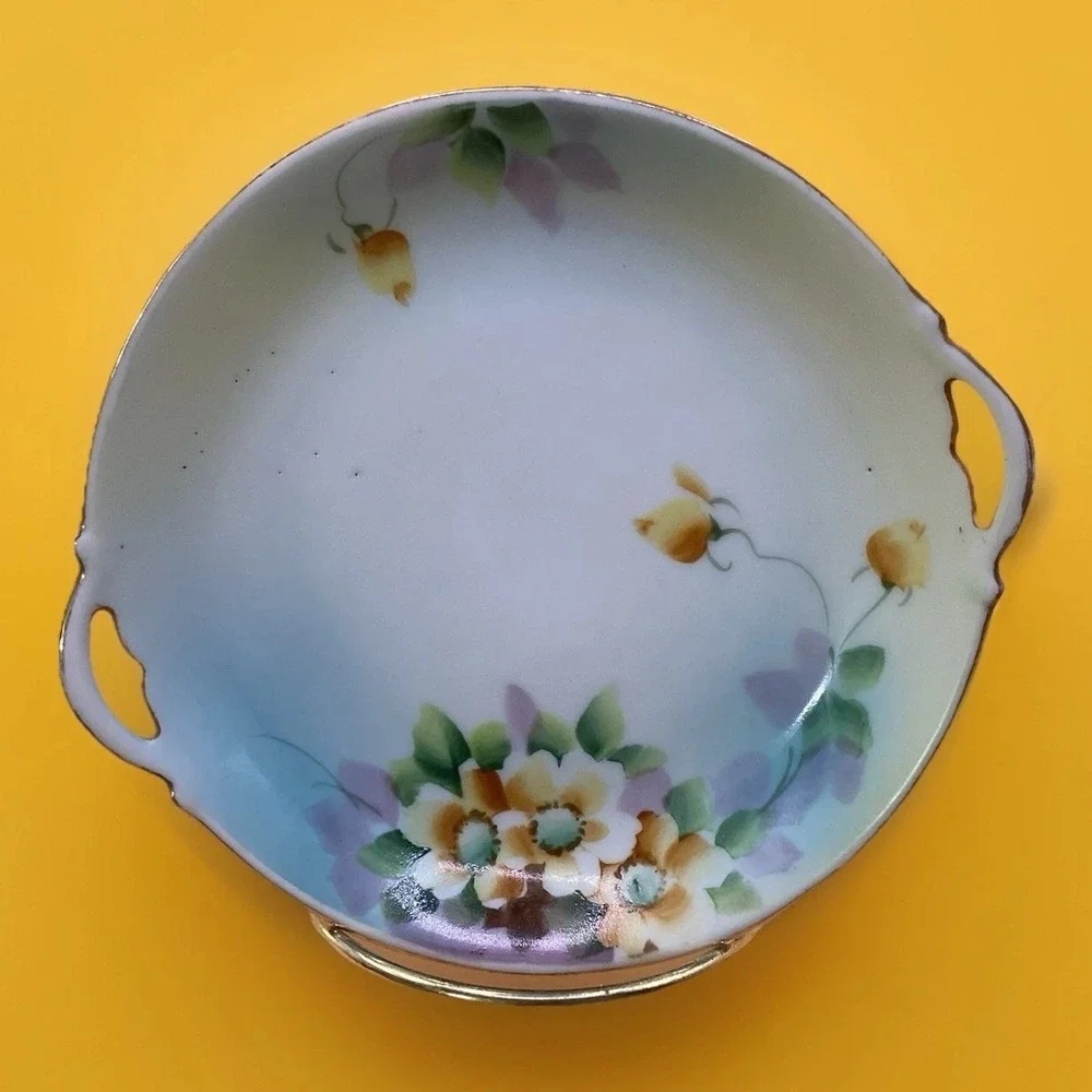 Vtg Noritake Floral Lemon Dish - Handpainted - Japan -‎ 5.5