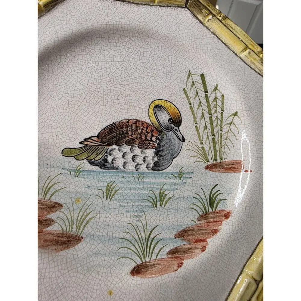 Ducks Bird Stoneware Dinner‎ Plates Set/4 Thanksgiving Made In Italy