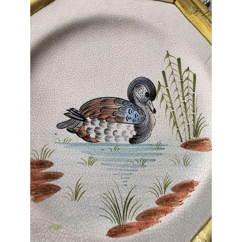 Ducks Bird Stoneware Dinner‎ Plates Set/4 Thanksgiving Made In Italy