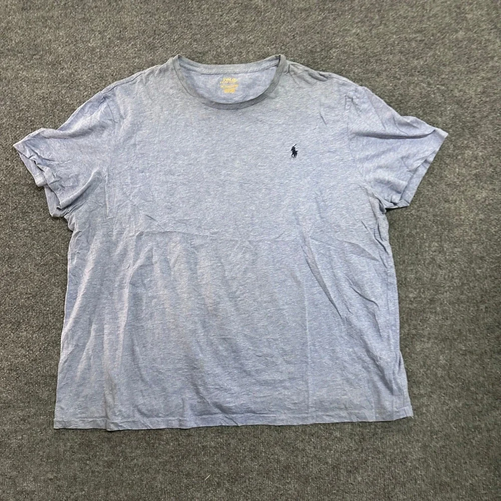 Polo Ralph Lauren T-Shirt Mens Size XXL Light Blue Heathered Cotton Short Sleeve