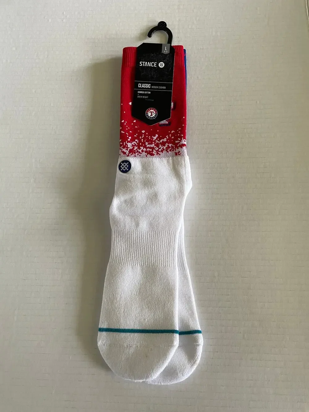 STANCE RED WHITE BLUE RANGERS FADE CREW SOCKS SIZE L NEW