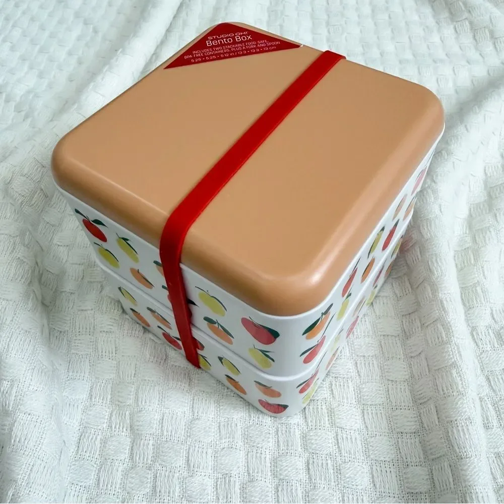 Bento Box - Studio Oh! Fruit Themed 2 Layer Bento Box with Utensils BPA FREE