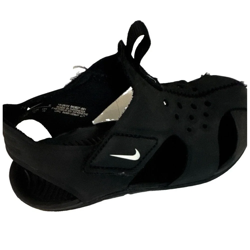 Nike Unisex Kids Black Slip-On Athletic Sandals Closed Toe Logo US 8.5