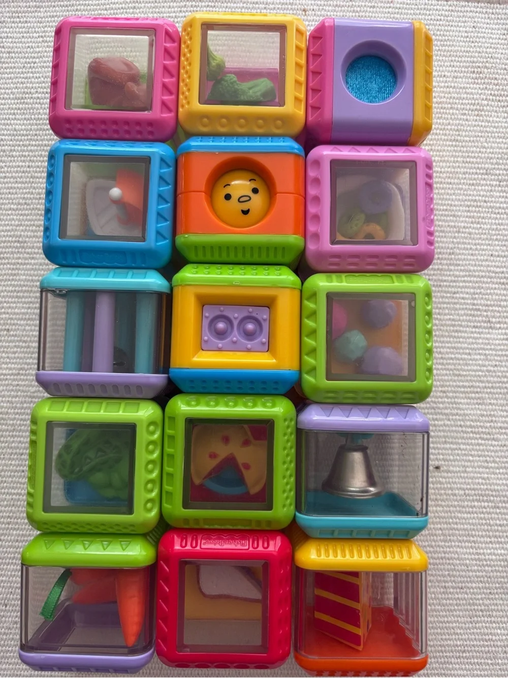 vintage Fisher-Price Peek-a-Boo Sensory Blocks  set of 15