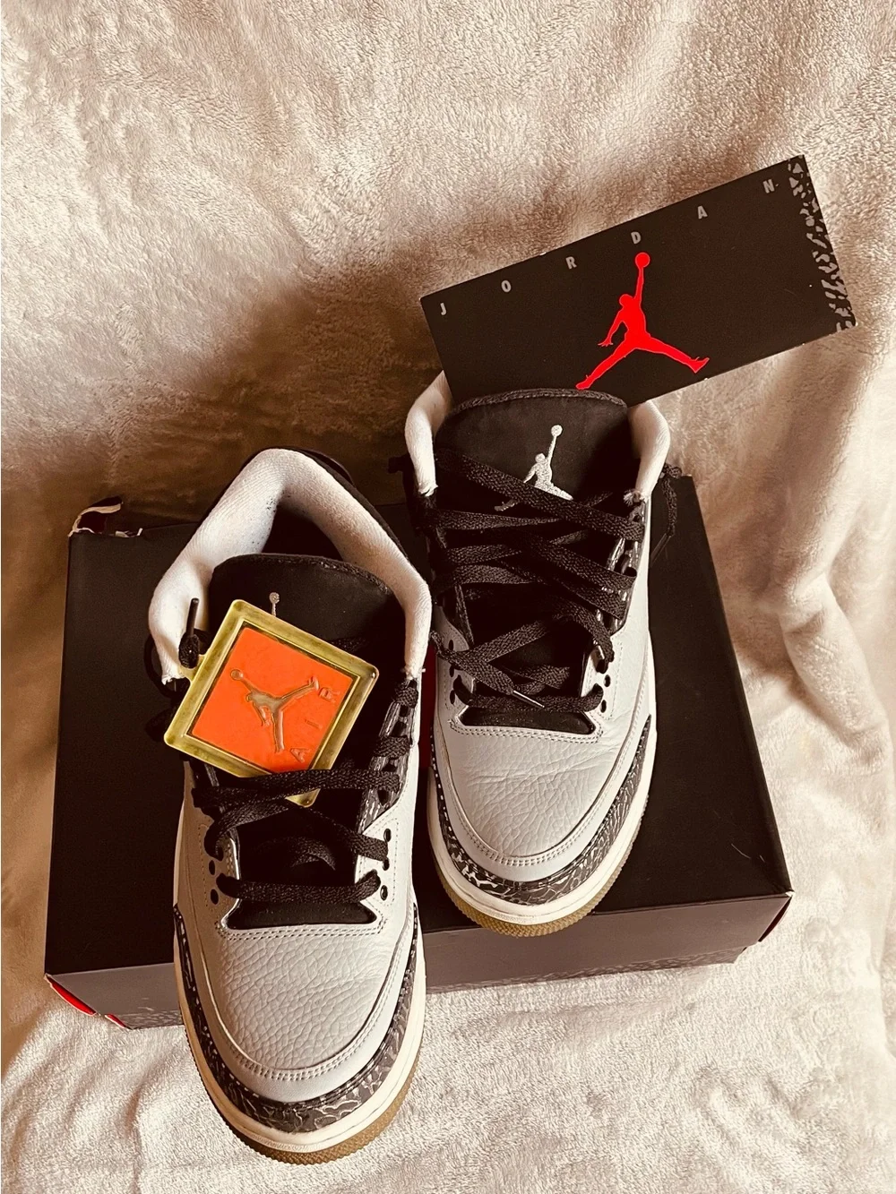 (Men’s) Air Jordan Retro 3 Wolf Grey/Metallic/Black/White with Silver Accent
