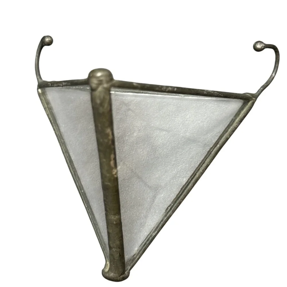 Vintage Stained Glass Air‎ Plant Holder Triangular Pyramid Hanging Terrarium 3