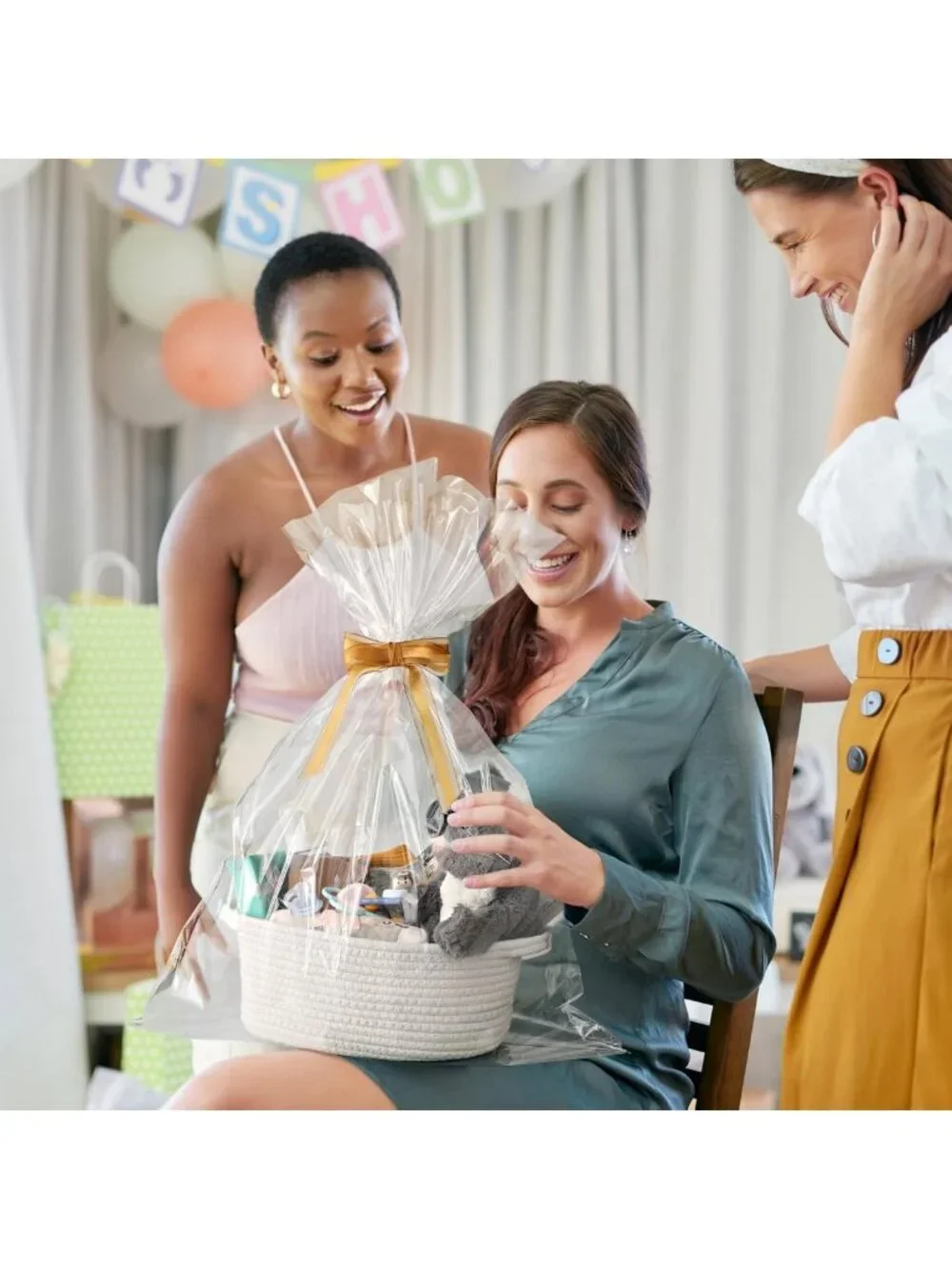 8 Pack Small Woven Baskets with Gift Bags & Ribbons - Cute Nursery Storage Bins