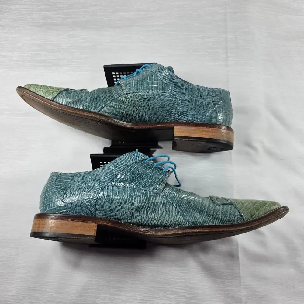 David Eden Oxfords Mens 10.5 Crocodile Patchwork Baby Blue