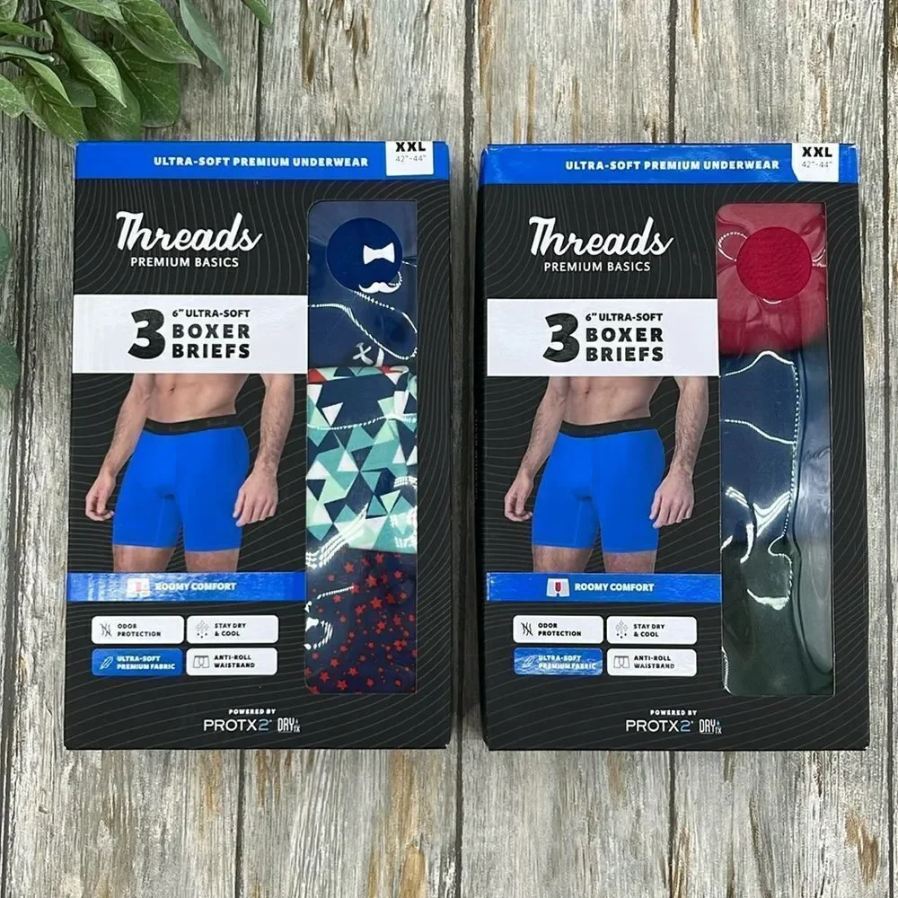 Underwear Ultra-Soft Premium Boxer Briefs Moisture Wicking Anti-Odor 2, 3-Pks 2X