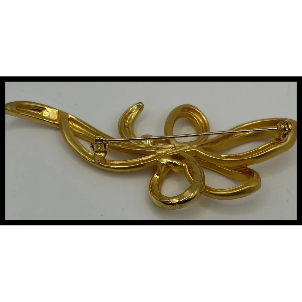 Bow Brooch Women Gold Abstract Ribbon Pin Accessory