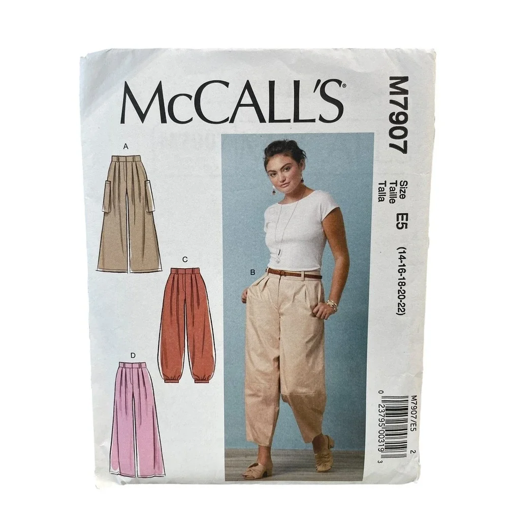 McCALL'S‎ M7907 Misses' Pants Size E5 14-22 Loose-Fitting Style UNCUT FF