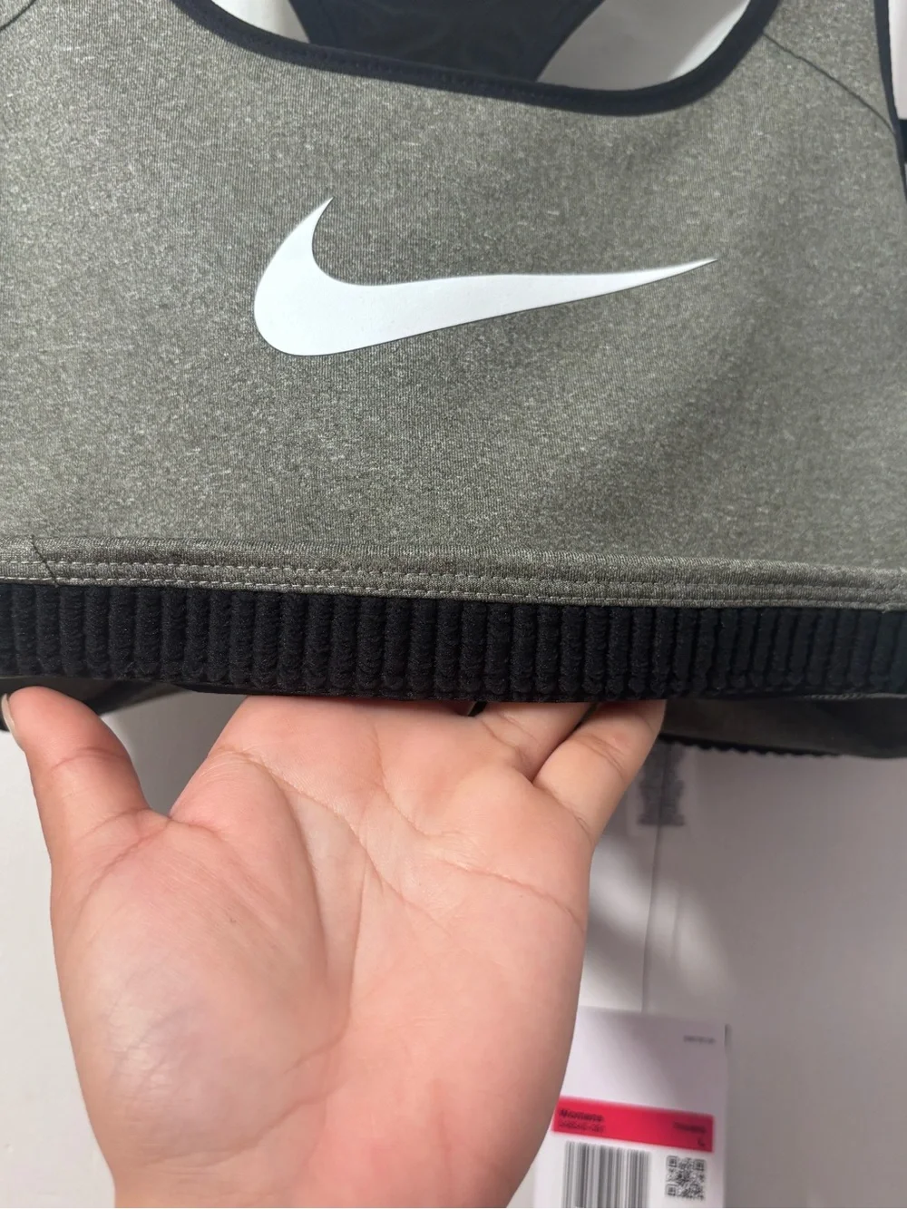 Nike Gray Racerback Sports Bra with White Swoosh
