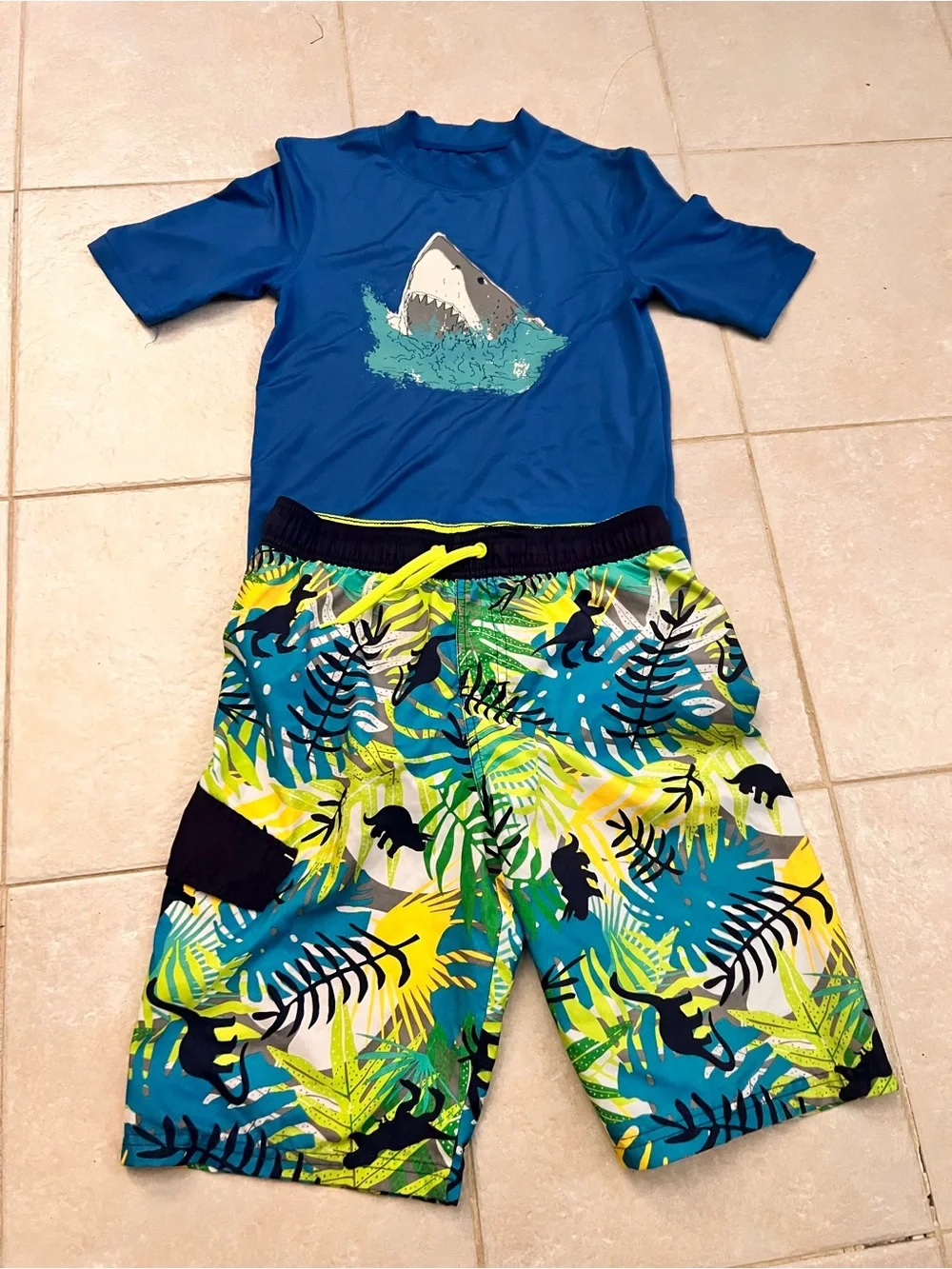 Cat & Jack Navy Blue Shark Swim Rash Guard