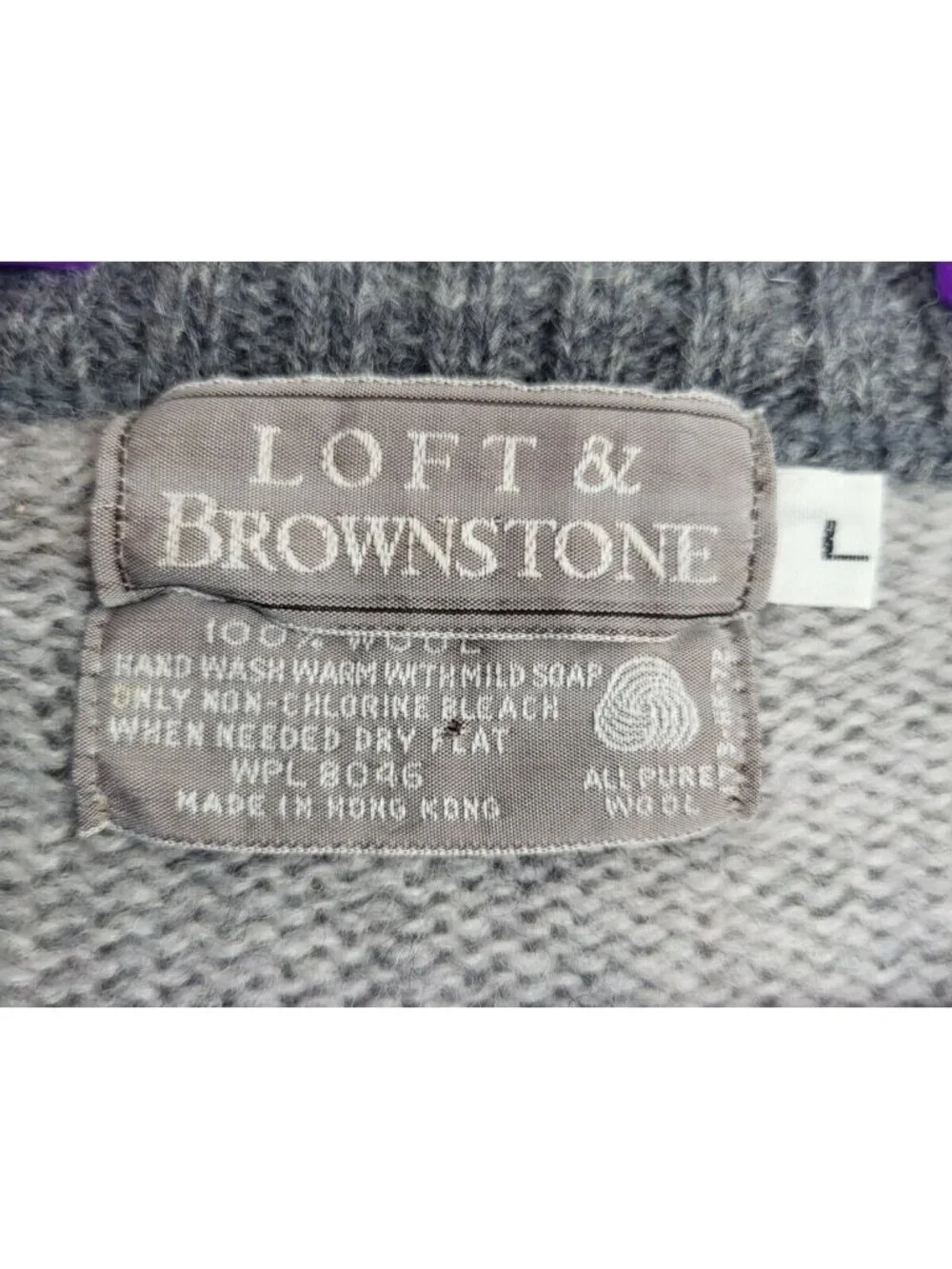 VTG 100% Wool Knit Sweater Loft & Brownstone Y2K Gray Men's L Large Casual Nice