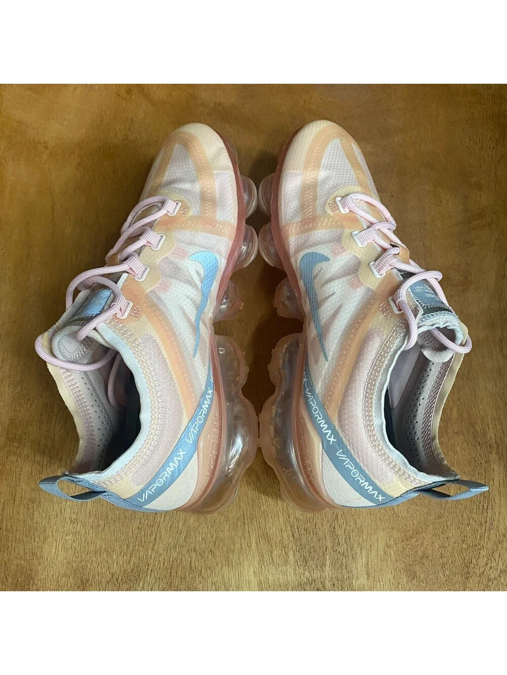 Nike Air Vapormax Womens Sz 8 Running Shoes Peach Pink Silver Sneaker CQ9703-600