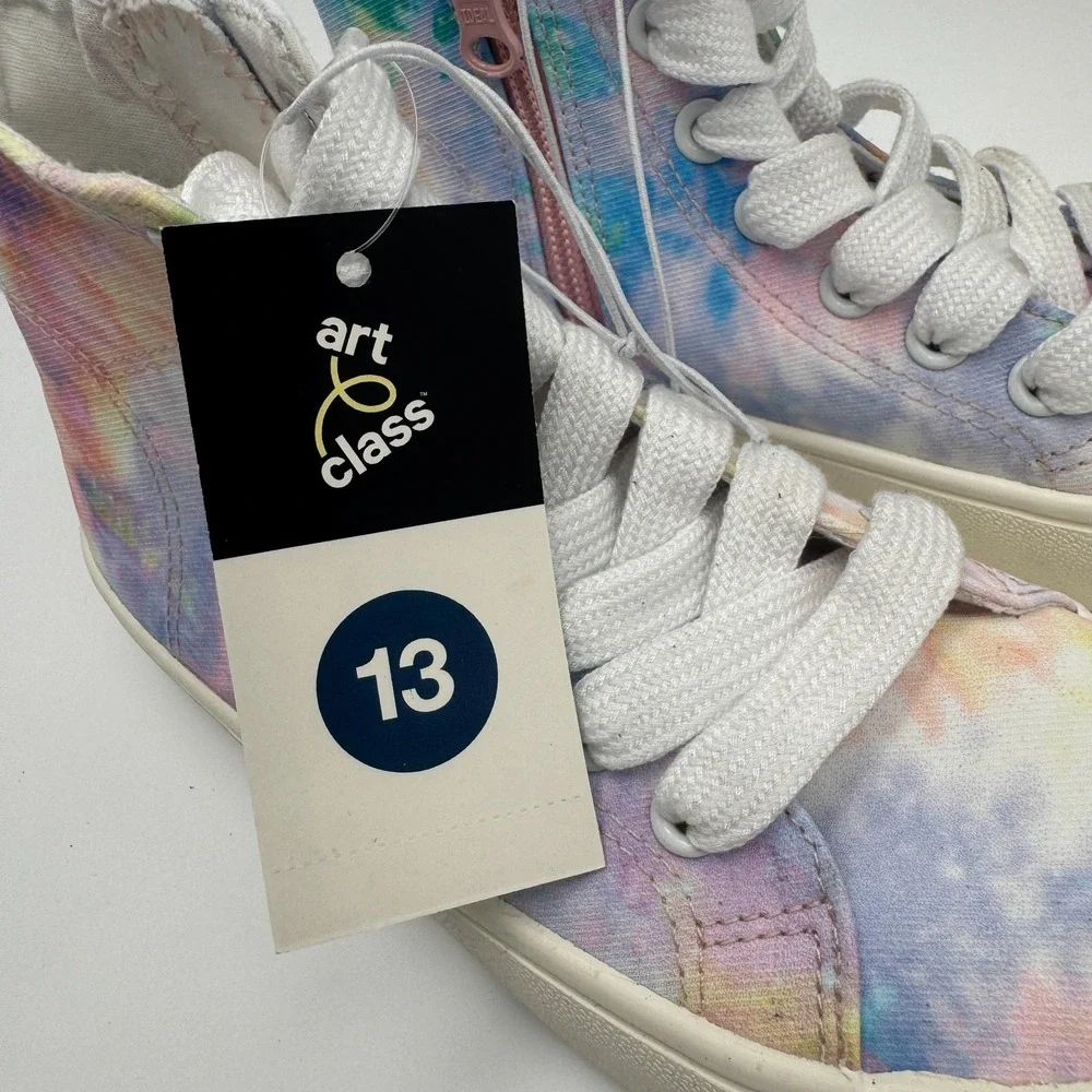 Art Class Kids Tie-Dye High Top Sneakers Size 13 Kids Side Zipper NWT