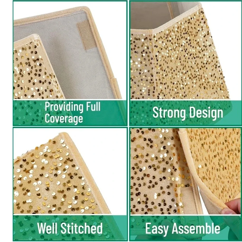 Mr. Pen Gold Sequin Christmas Tree Skirt 48in and Foldable Tree‎ Collar Set