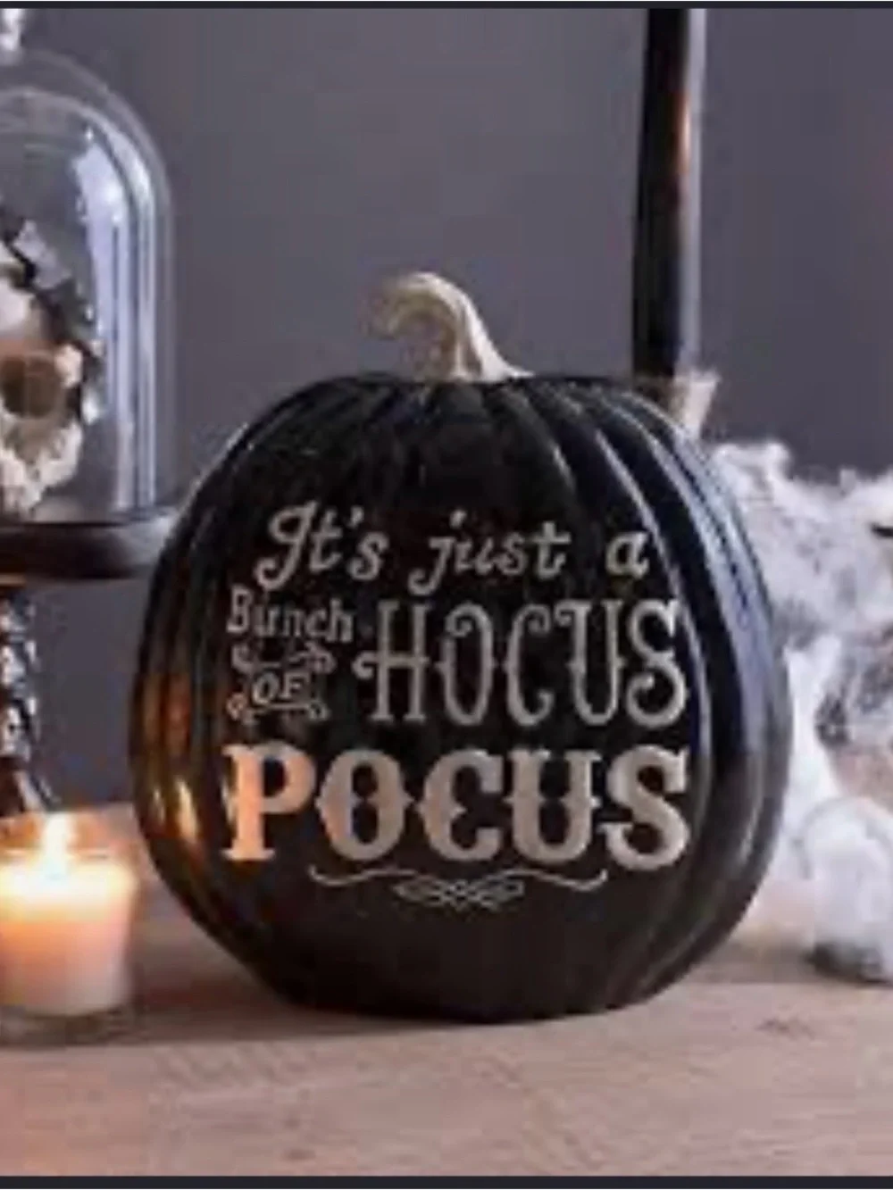 Halloween “It’s Just A Bunch of Hocus Pocus” Black Pumpkin Decor