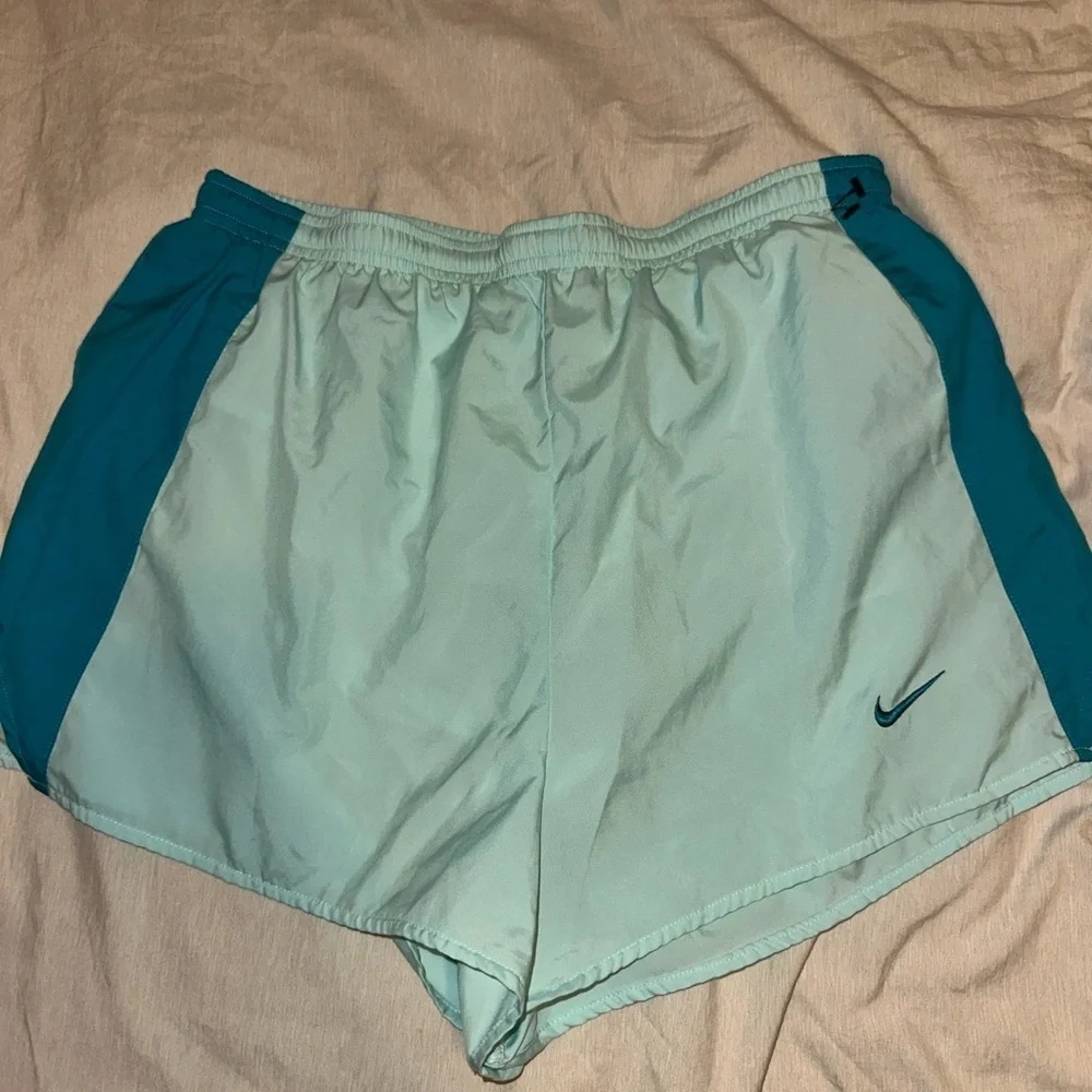 Nike Women's Light Blue and Teal Athletic Shorts