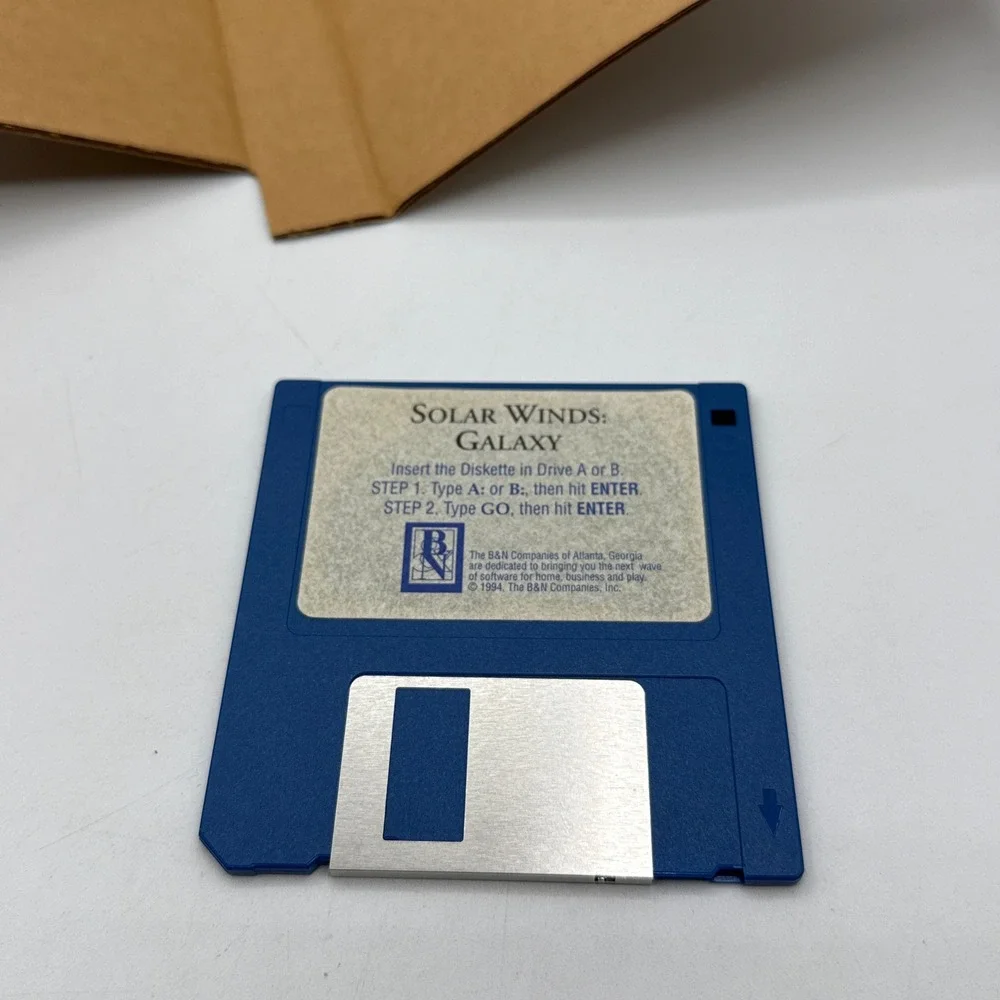 Solar Winds Galaxy PC OS 3.5 Disk  Vtg Big Box 1994 Moon Doggie B&N Co. Sci Fi